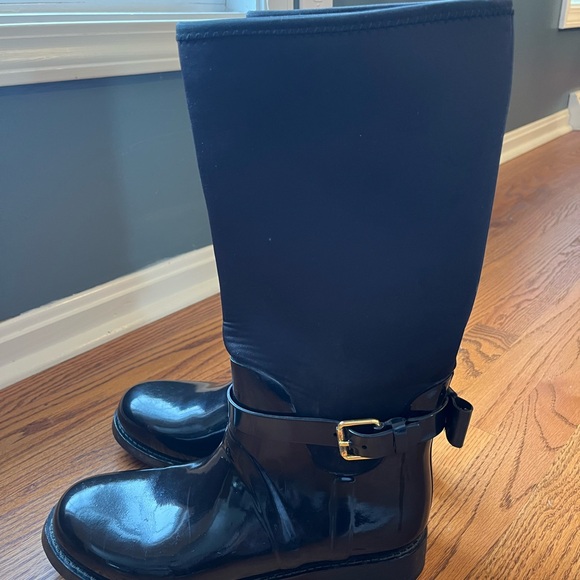 Kate Spade Rain Boots Black with bow - Picture 3 of 13